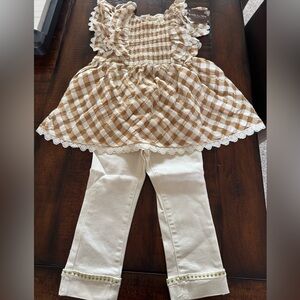 Matilda Jane Brown and Cream Kids tank and crop pants